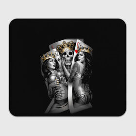 Коврик для мышки прямоугольный с принтом Череп Король (OGABEL) в Санкт-Петербурге, натуральный каучук | размер 230 х 185 мм; запечатка лицевой стороны | 2 of a kind | 2 в своем роде | abel | cards | joker | king | og abel | ogabel | queen | skull | tattoo | абель | джокер | игральные | карта | карты | королева | король | ог абель | огабель | покер | тату | татуировка | череп