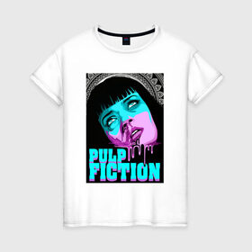 Женская футболка хлопок с принтом Криминальное чтиво в Санкт-Петербурге, 100% хлопок | прямой крой, круглый вырез горловины, длина до линии бедер, слегка спущенное плечо | 