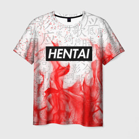 Мужская футболка 3D с принтом HENTAI в Санкт-Петербурге, 100% полиэфир | прямой крой, круглый вырез горловины, длина до линии бедер | Тематика изображения на принте: ahegao | anime | senpai | аниме | ахегао. | ахэгао | семпай | сенпаи