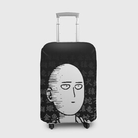 Чехол для чемодана 3D с принтом Сайтама паттерн иероглифы в Санкт-Петербурге, 86% полиэфир, 14% спандекс | двустороннее нанесение принта, прорези для ручек и колес | one punch man | onepunchman | oppai | saitama | ван панч мен | ванпанчмен | макото миядзаки | сайтама | человек один удар