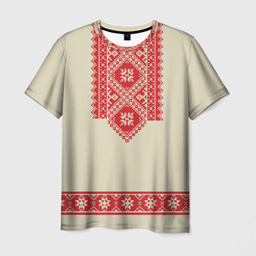 Мужская футболка 3D с принтом Рубаха в Санкт-Петербурге, 100% полиэфир | прямой крой, круглый вырез горловины, длина до линии бедер | бои на мечах | историческая реконструкция | ролевик | рубаха | славяне | средневековье | узоры | этника