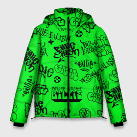 Мужская зимняя куртка 3D с принтом Billie Eilish graffiti в Санкт-Петербурге, верх — 100% полиэстер; подкладка — 100% полиэстер; утеплитель — 100% полиэстер | длина ниже бедра, свободный силуэт Оверсайз. Есть воротник-стойка, отстегивающийся капюшон и ветрозащитная планка. 

Боковые карманы с листочкой на кнопках и внутренний карман на молнии. | Тематика изображения на принте: billie | eilish | graffiti | айлиш | билли | граффити | татуировки