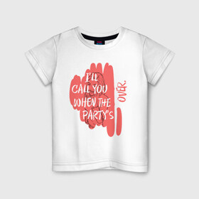 Детская футболка хлопок с принтом When the partys over в Санкт-Петербурге, 100% хлопок | круглый вырез горловины, полуприлегающий силуэт, длина до линии бедер | billie | eilish | paty | айлиш | билли | вечеринка