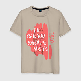 Мужская футболка хлопок с принтом When the partys over в Санкт-Петербурге, 100% хлопок | прямой крой, круглый вырез горловины, длина до линии бедер, слегка спущенное плечо. | billie | eilish | paty | айлиш | билли | вечеринка