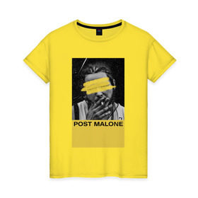 Женская футболка хлопок с принтом Post Malone в Санкт-Петербурге, 100% хлопок | прямой крой, круглый вырез горловины, длина до линии бедер, слегка спущенное плечо | hip hop | malone | post malone | postmalone | rap | richard post | rockstar | runaway | пост малон | рокстар | рэп | хип хоп