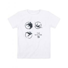 Детская футболка хлопок с принтом Ведьмак нетфликс в Санкт-Петербурге, 100% хлопок | круглый вырез горловины, полуприлегающий силуэт, длина до линии бедер | Тематика изображения на принте: 