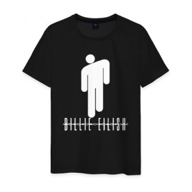 Мужская футболка хлопок с принтом Billie Eilish в Санкт-Петербурге, 100% хлопок | прямой крой, круглый вырез горловины, длина до линии бедер, слегка спущенное плечо. | 