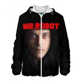 Мужская куртка 3D с принтом Mr.robot в Санкт-Петербурге, ткань верха — 100% полиэстер, подклад — флис | прямой крой, подол и капюшон оформлены резинкой с фиксаторами, два кармана без застежек по бокам, один большой потайной карман на груди. Карман на груди застегивается на липучку | 