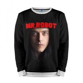 Мужской свитшот 3D с принтом Mr.robot в Санкт-Петербурге, 100% полиэстер с мягким внутренним слоем | круглый вырез горловины, мягкая резинка на манжетах и поясе, свободная посадка по фигуре | 