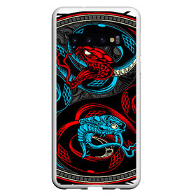 Чехол для Samsung Galaxy S10 с принтом Инь янь змеи в Санкт-Петербурге, Силикон | Область печати: задняя сторона чехла, без боковых панелей | abstract | snake | tribal | абстракция | змеи | змея | инь | трайбл | янь