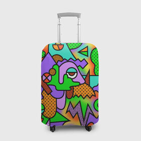 Чехол для чемодана 3D с принтом PSY GEOMETRY в Санкт-Петербурге, 86% полиэфир, 14% спандекс | двустороннее нанесение принта, прорези для ручек и колес | abstract | abstraction | color | geometry | paitnt | psy | абстракция | геометрия | краски | неоновые | психоделика