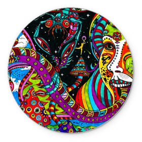 Коврик для мышки круглый с принтом психоделика в Санкт-Петербурге, резина и полиэстер | круглая форма, изображение наносится на всю лицевую часть | abstract | abstraction | color | geometry | paitnt | psy | абстракция | геометрия | краски | неоновые | психоделика