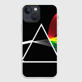 Чехол для iPhone 13 mini с принтом PINK FLOYD в Санкт-Петербурге,  |  | music | pink floyd | the dark side of the moon | космос | луна | музыка | пинк флойд | призма | рок | треугольник | триангулярная призма