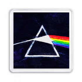 Магнит 55*55 с принтом PINK FLOYD в Санкт-Петербурге, Пластик | Размер: 65*65 мм; Размер печати: 55*55 мм | music | pink floyd | the dark side of the moon | космос | луна | музыка | пинк флойд | призма | рок | треугольник | триангулярная призма