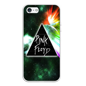 Чехол для iPhone 5/5S матовый с принтом PINK FLOYD в Санкт-Петербурге, Силикон | Область печати: задняя сторона чехла, без боковых панелей | Тематика изображения на принте: music | pink floyd | the dark side of the moon | космос | луна | музыка | пинк флойд | призма | рок | треугольник | триангулярная призма