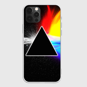 Чехол для iPhone 12 Pro с принтом PINK FLOYD в Санкт-Петербурге, силикон | область печати: задняя сторона чехла, без боковых панелей | Тематика изображения на принте: music | pink floyd | the dark side of the moon | космос | луна | музыка | пинк флойд | призма | рок | треугольник | триангулярная призма