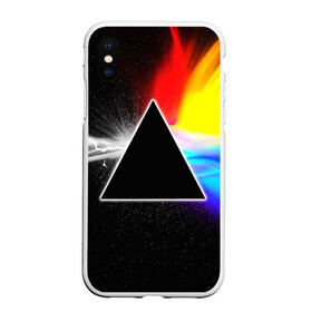 Чехол для iPhone XS Max матовый с принтом PINK FLOYD в Санкт-Петербурге, Силикон | Область печати: задняя сторона чехла, без боковых панелей | music | pink floyd | the dark side of the moon | космос | луна | музыка | пинк флойд | призма | рок | треугольник | триангулярная призма