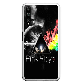 Чехол для Honor 20 с принтом PINK FLOYD в Санкт-Петербурге, Силикон | Область печати: задняя сторона чехла, без боковых панелей | music | pink floyd | the dark side of the moon | космос | луна | музыка | пинк флойд | призма | рок | треугольник | триангулярная призма