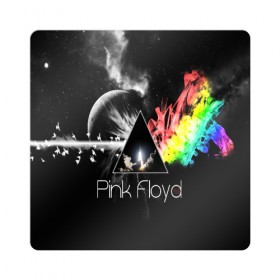 Магнит виниловый Квадрат с принтом PINK FLOYD в Санкт-Петербурге, полимерный материал с магнитным слоем | размер 9*9 см, закругленные углы | music | pink floyd | the dark side of the moon | космос | луна | музыка | пинк флойд | призма | рок | треугольник | триангулярная призма