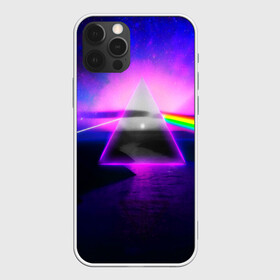 Чехол для iPhone 12 Pro с принтом PINK FLOYD в Санкт-Петербурге, силикон | область печати: задняя сторона чехла, без боковых панелей | Тематика изображения на принте: music | pink floyd | the dark side of the moon | космос | луна | музыка | пинк флойд | призма | рок | треугольник | триангулярная призма