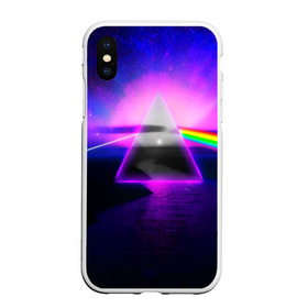 Чехол для iPhone XS Max матовый с принтом PINK FLOYD в Санкт-Петербурге, Силикон | Область печати: задняя сторона чехла, без боковых панелей | music | pink floyd | the dark side of the moon | космос | луна | музыка | пинк флойд | призма | рок | треугольник | триангулярная призма