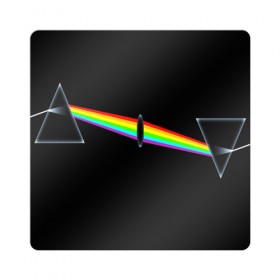 Магнит виниловый Квадрат с принтом PINK FLOYD в Санкт-Петербурге, полимерный материал с магнитным слоем | размер 9*9 см, закругленные углы | Тематика изображения на принте: music | pink floyd | the dark side of the moon | космос | луна | музыка | пинк флойд | призма | рок | треугольник | триангулярная призма