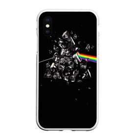 Чехол для iPhone XS Max матовый с принтом PINK FLOYD в Санкт-Петербурге, Силикон | Область печати: задняя сторона чехла, без боковых панелей | music | pink floyd | the dark side of the moon | космос | луна | музыка | пинк флойд | призма | рок | треугольник | триангулярная призма