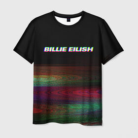 Мужская футболка 3D с принтом BILLIE EILISH (Glitch) в Санкт-Петербурге, 100% полиэфир | прямой крой, круглый вырез горловины, длина до линии бедер | 