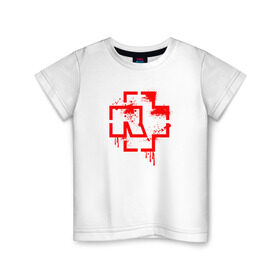 Детская футболка хлопок с принтом RAMMSTEIN (+НА СПИНЕ) в Санкт-Петербурге, 100% хлопок | круглый вырез горловины, полуприлегающий силуэт, длина до линии бедер | Тематика изображения на принте: rammstein | рамштайн
