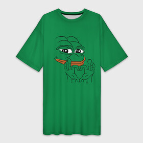 Платье-футболка 3D с принтом PepeLove в Санкт-Петербурге,  |  | feels bad man | feels good man | pepe | pepe the frog | sad pepe | грустная лягушка | пепе
