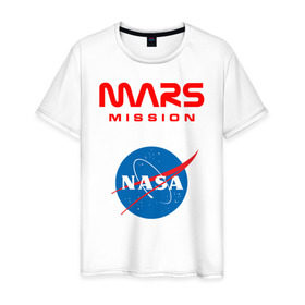 Мужская футболка хлопок с принтом Nasa Mars mission в Санкт-Петербурге, 100% хлопок | прямой крой, круглый вырез горловины, длина до линии бедер, слегка спущенное плечо. | mars mission | миссия марс | наса | насса