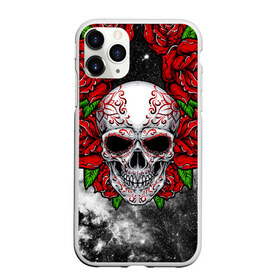 Чехол для iPhone 11 Pro Max матовый с принтом Skull and Roses в Санкт-Петербурге, Силикон |  | flowers | muertos | roses | skull | space | tribal | звезды | космос | лепестки | муэртос | розы | трайбл | цветы | череп