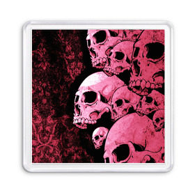 Магнит 55*55 с принтом ЧЕРЕПА в Санкт-Петербурге, Пластик | Размер: 65*65 мм; Размер печати: 55*55 мм | Тематика изображения на принте: abstract | abstraction | bones | fantasy | skull | голова | кости | скилет | череп