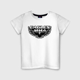 Детская футболка хлопок с принтом EAGLES MMA ХАБИБ в Санкт-Петербурге, 100% хлопок | круглый вырез горловины, полуприлегающий силуэт, длина до линии бедер | eagles mma | khabib | khabib nurmagomedov | mma | мма | хабиб | хабиб нурмагомедов