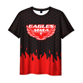 Мужская футболка 3D с принтом EAGLES MMA ХАБИБ в Санкт-Петербурге, 100% полиэфир | прямой крой, круглый вырез горловины, длина до линии бедер | eagles mma | khabib | khabib nurmagomedov | mma | мма | хабиб | хабиб нурмагомедов