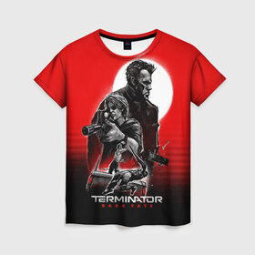 Женская футболка 3D с принтом Terminator: Dark Fate в Санкт-Петербурге, 100% полиэфир ( синтетическое хлопкоподобное полотно) | прямой крой, круглый вырез горловины, длина до линии бедер | dark fate | sarah j. connor | t 800 | terminator | восстание машин | киборг | сара коннор | темные судьбы | терминатор