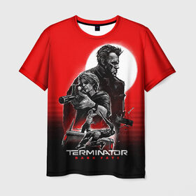 Мужская футболка 3D с принтом Terminator: Dark Fate в Санкт-Петербурге, 100% полиэфир | прямой крой, круглый вырез горловины, длина до линии бедер | dark fate | sarah j. connor | t 800 | terminator | восстание машин | киборг | сара коннор | темные судьбы | терминатор