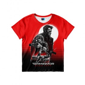 Детская футболка 3D с принтом Terminator: Dark Fate в Санкт-Петербурге, 100% гипоаллергенный полиэфир | прямой крой, круглый вырез горловины, длина до линии бедер, чуть спущенное плечо, ткань немного тянется | dark fate | sarah j. connor | t 800 | terminator | восстание машин | киборг | сара коннор | темные судьбы | терминатор