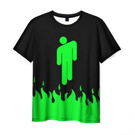 Мужская футболка 3D с принтом BILLIE EILISH в Санкт-Петербурге, 100% полиэфир | прямой крой, круглый вырез горловины, длина до линии бедер | be | billie | billie eilish | blohsh | билли | билли айлиш
