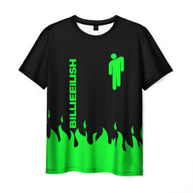 Мужская футболка 3D с принтом BILLIE EILISH в Санкт-Петербурге, 100% полиэфир | прямой крой, круглый вырез горловины, длина до линии бедер | be | billie | billie eilish | blohsh | билли | билли айлиш