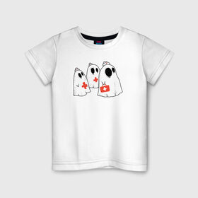 Детская футболка хлопок с принтом Мед Призраки в Санкт-Петербурге, 100% хлопок | круглый вырез горловины, полуприлегающий силуэт, длина до линии бедер | doctor | halloween | health | nurse | доктор | медбрат | медсестра | привидение | призрак | хеллоуин | хэллоуин