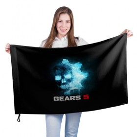 Флаг 3D с принтом GEARS 5 в Санкт-Петербурге, 100% полиэстер | плотность ткани — 95 г/м2, размер — 67 х 109 см. Принт наносится с одной стороны | game | games | gears | gears 5 | gears of war | logo | shooter | symbol | war | боевик | вар | войны | гирс | гирс 5 | гирс оф вар | игра | игры | лого | логотип | символ | шестерни | шутер