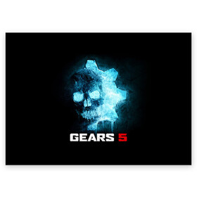 Поздравительная открытка с принтом GEARS 5 в Санкт-Петербурге, 100% бумага | плотность бумаги 280 г/м2, матовая, на обратной стороне линовка и место для марки
 | Тематика изображения на принте: game | games | gears | gears 5 | gears of war | logo | shooter | symbol | war | боевик | вар | войны | гирс | гирс 5 | гирс оф вар | игра | игры | лого | логотип | символ | шестерни | шутер