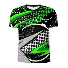 Мужская футболка 3D спортивная с принтом Black and Green в Санкт-Петербурге, 100% полиэстер с улучшенными характеристиками | приталенный силуэт, круглая горловина, широкие плечи, сужается к линии бедра | texture | абстракция | граффити | краски | линии | текстура | уличный стиль | яркая