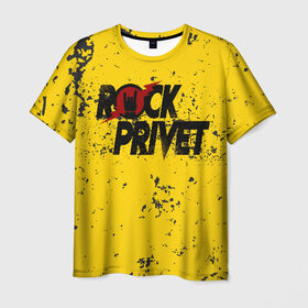 Мужская футболка 3D с принтом Rock Privet в Санкт-Петербурге, 100% полиэфир | прямой крой, круглый вырез горловины, длина до линии бедер | rock | rock privet | рок. рок привет
