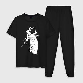 Мужская пижама хлопок с принтом Майкл Джексон в Санкт-Петербурге, 100% хлопок | брюки и футболка прямого кроя, без карманов, на брюках мягкая резинка на поясе и по низу штанин
 | michael jackson | артист | майкл джексон | музыка | поп | рок