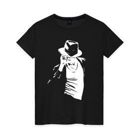Женская футболка хлопок с принтом Майкл Джексон в Санкт-Петербурге, 100% хлопок | прямой крой, круглый вырез горловины, длина до линии бедер, слегка спущенное плечо | michael jackson | артист | майкл джексон | музыка | поп | рок