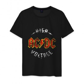 Мужская футболка хлопок с принтом AC/DC в Санкт-Петербурге, 100% хлопок | прямой крой, круглый вырез горловины, длина до линии бедер, слегка спущенное плечо. | Тематика изображения на принте: ac | ac dc | ac dc группа | ac dc лучшее | rock | rock n roll | блюз рок | иси диси | хард рок