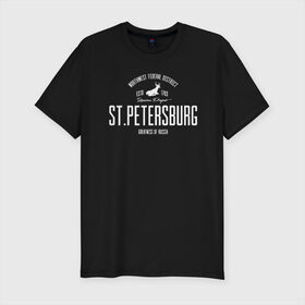 Мужская футболка премиум с принтом Питер Iron в Санкт-Петербурге, 92% хлопок, 8% лайкра | приталенный силуэт, круглый вырез ворота, длина до линии бедра, короткий рукав | spb | ленинград | питер | санкт петербург | спб | я люблю питер
