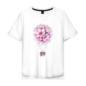 Мужская футболка хлопок Oversize с принтом Воздушные Цветы в Санкт-Петербурге, 100% хлопок | свободный крой, круглый ворот, “спинка” длиннее передней части | воздушные цветы | воздушный шар | растение | цветы